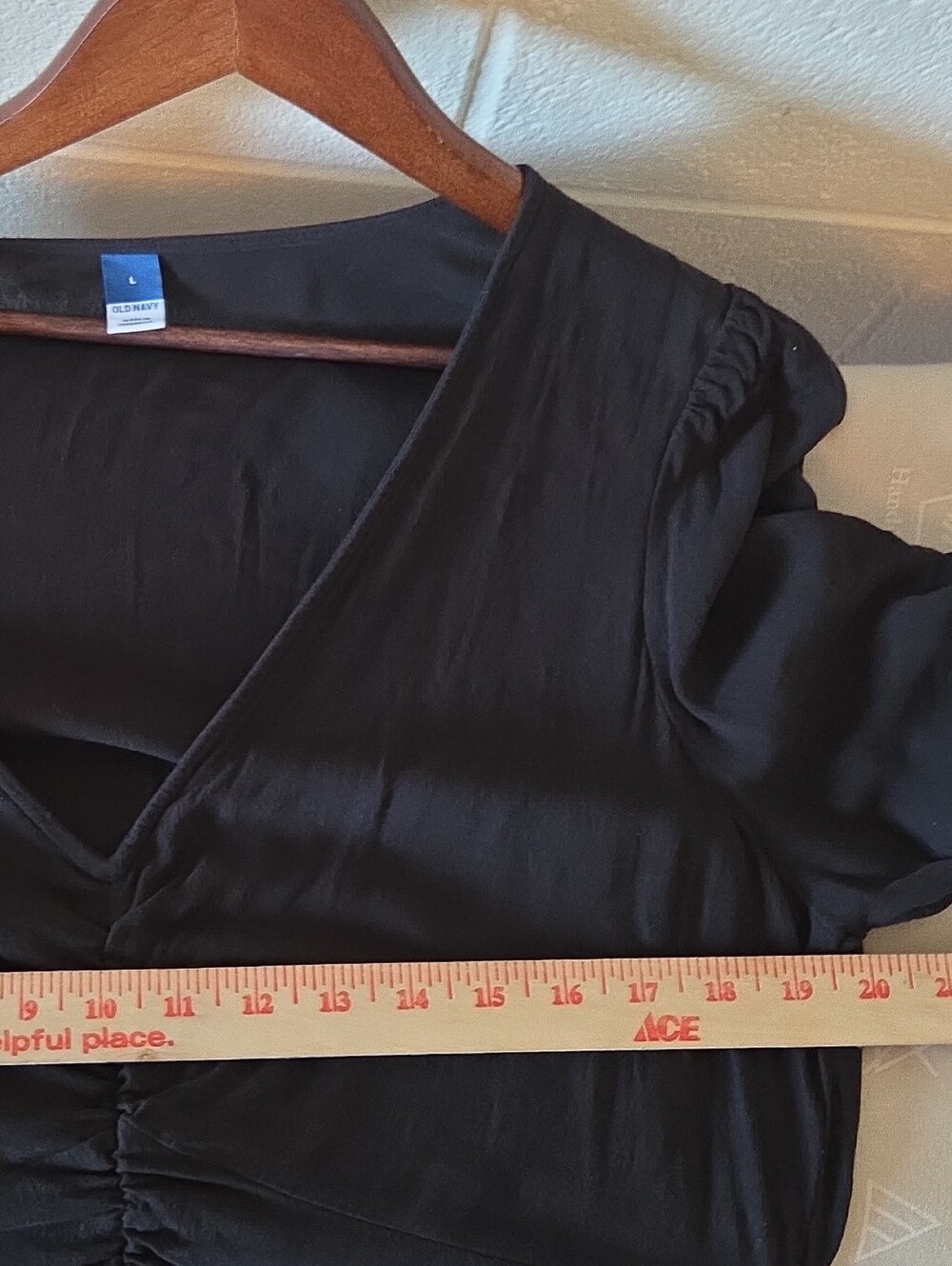 Old Navy Black Dress Puff-Sleeve V-Neck Crepe Midi Hi-Lo Dress Size Large - Picture 7 of 11